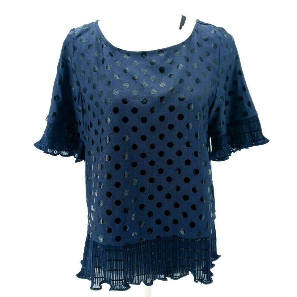 NWT NUMPH Polka Dot Ruffle Dark Blue NWT Size XS and SMALL